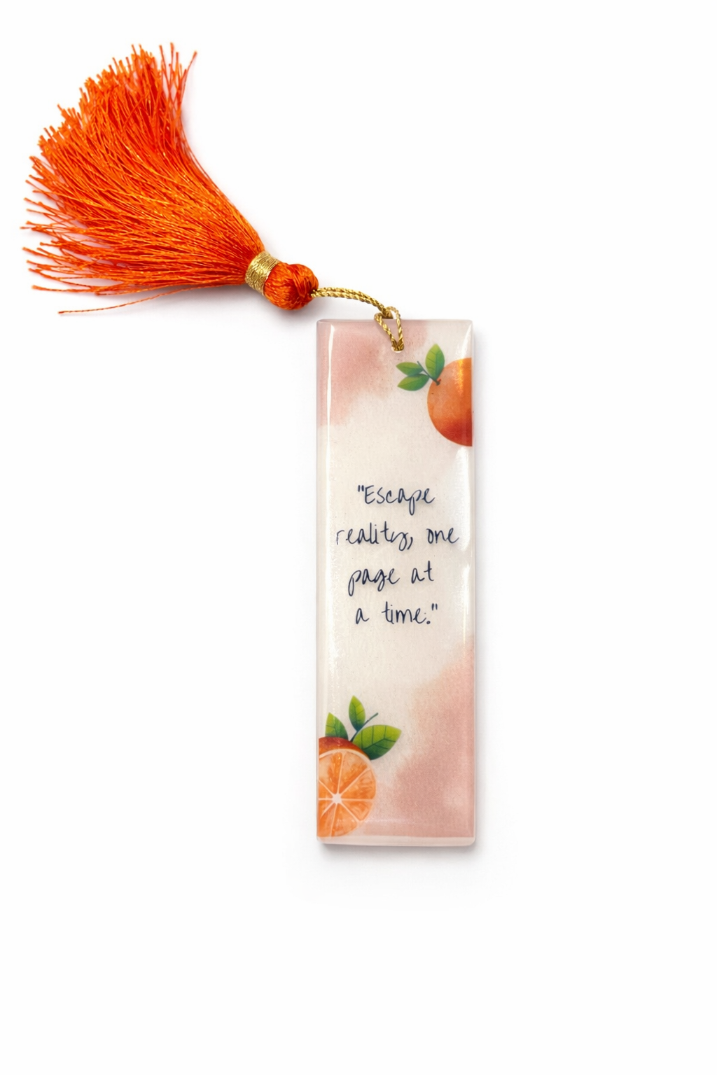 Handmade Resin Bookmark with Tassel | “Escape Reality One Page at a Time” Quote | Aesthetic Bookmark for Book Lovers