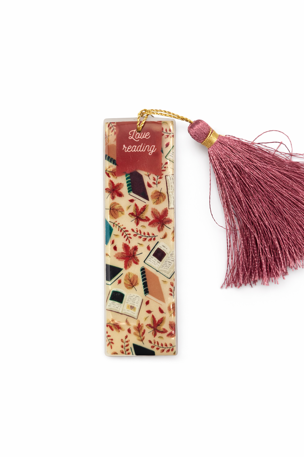 Handmade Resin Bookmark with Tassel | “Love Reading” Design | Decorative Bookmark for Book Lovers
