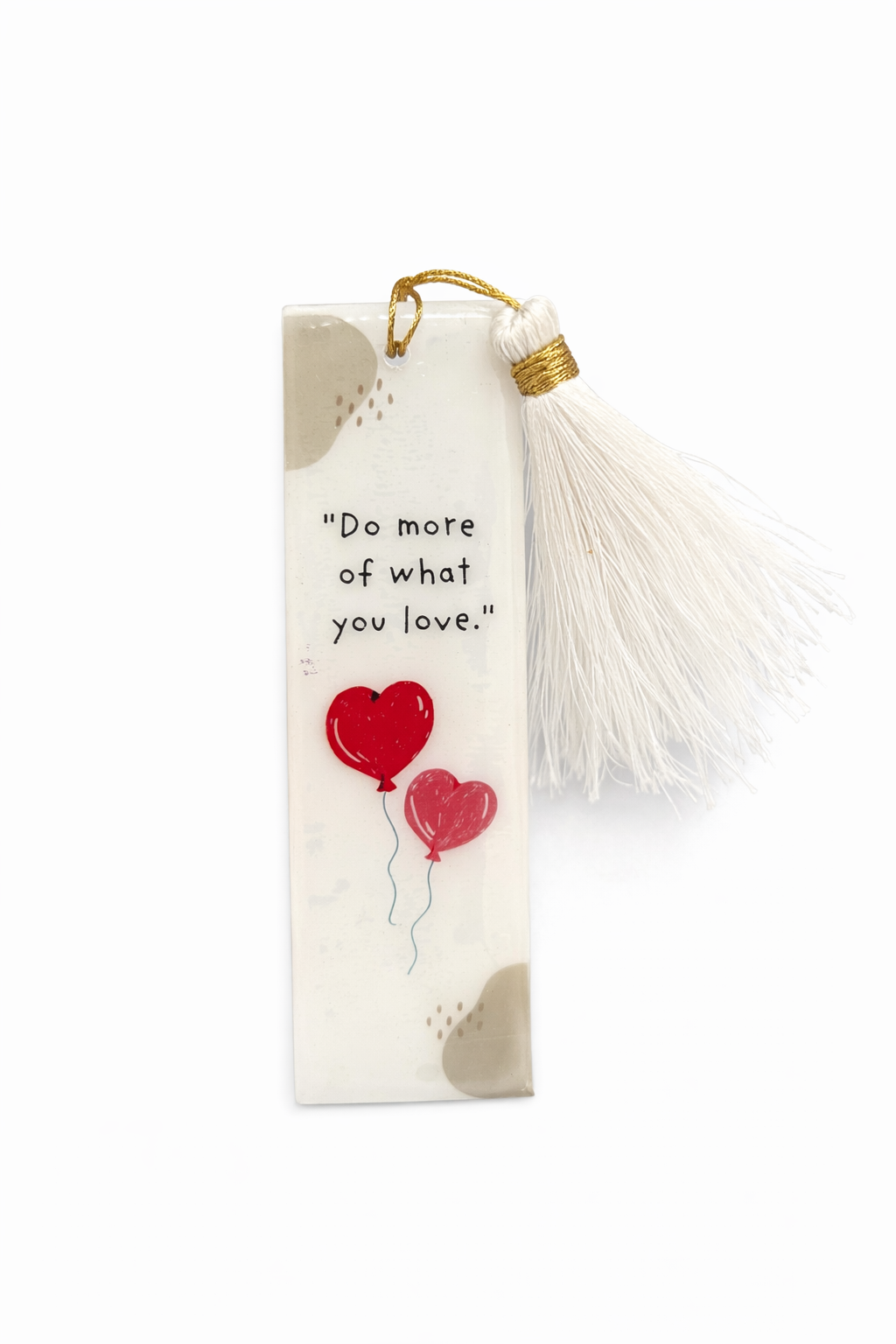 Handmade Resin Bookmark with Tassel | “Do More of What You Love” Quote | Heart Design Aesthetic Bookmark