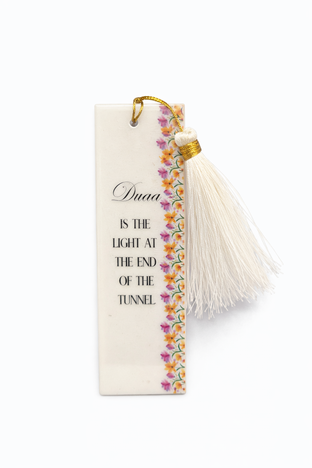 Handmade Resin Bookmark with Tassel | Duaa Is the Light at the End of the Tunnel Quote | Elegant Spiritual Bookmark