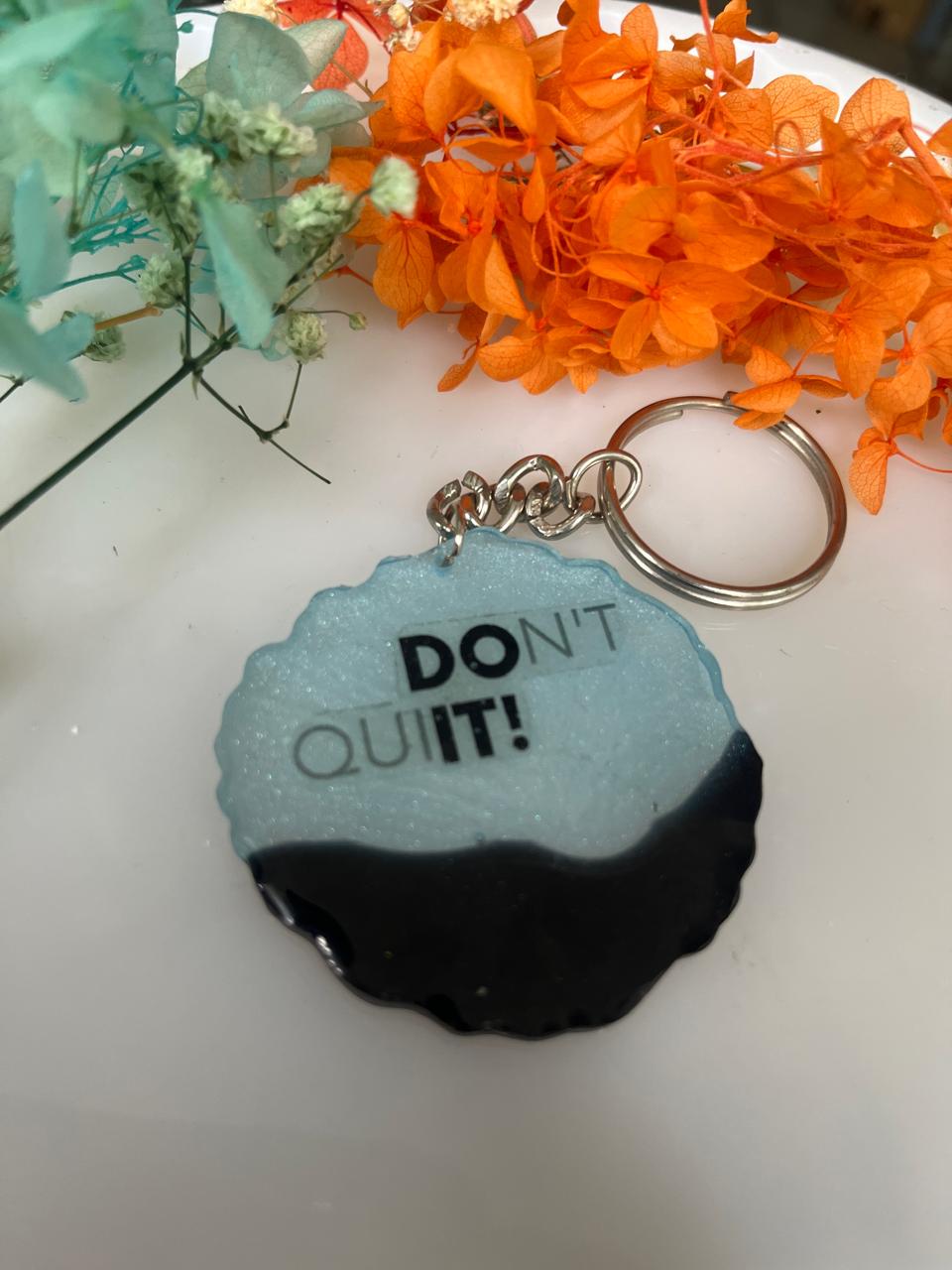 Resin Motivational Keychain | Don’t Quit Quote Key Ring | Stylish & Durable Key Holder for Men & Women
