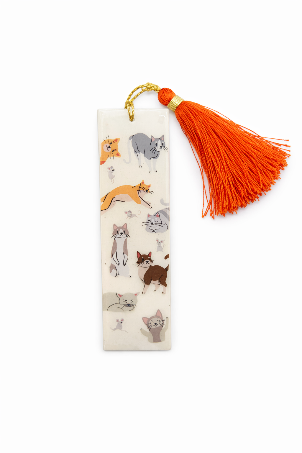 Handmade Resin Animal Bookmark with Tassel | Cute Cat & Mouse Design | Decorative Bookmark for Kids & Book Lovers