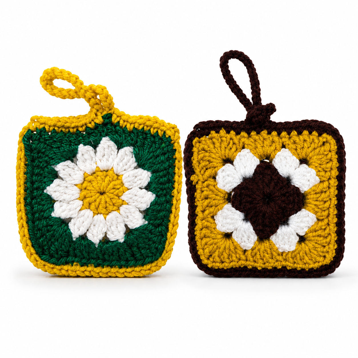 Handmade Crochet Flower Pouch | Cotton Yarn Floral Crochet Pouch | Multipurpose Mini Crochet Organizer | Reusable Gift Pouch | Pack of 2