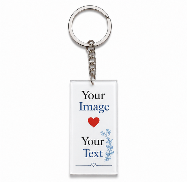 Personalized Resin Photo Keychain with Custom Image & Text | Custom Name Keyring for Couples, Friends & Gifts | Handmade Photo Keychain